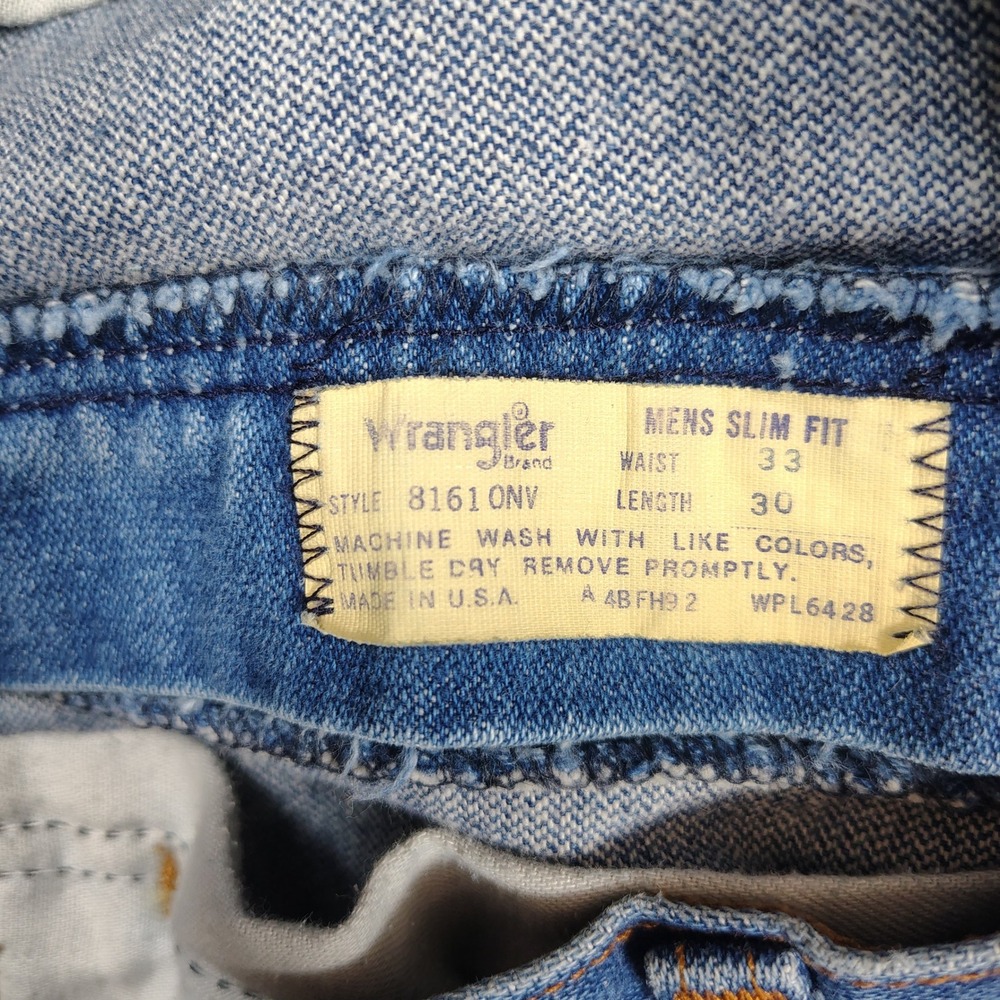 Wrangler Jeans Mens 33x30 Blue Slim Fit Flare Vintage 8161ONV Denim Made in USA - Picture 3 of 11